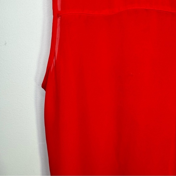 Addition Elle Red Sheer Ruffle Sleeveless Blouse Size 16 - Picture 10 of 11